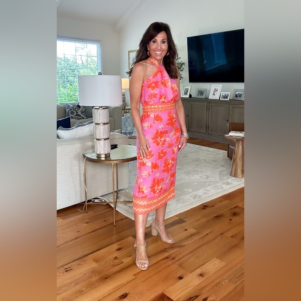ANTONIO MELANI Pink and Orange Floral Dress